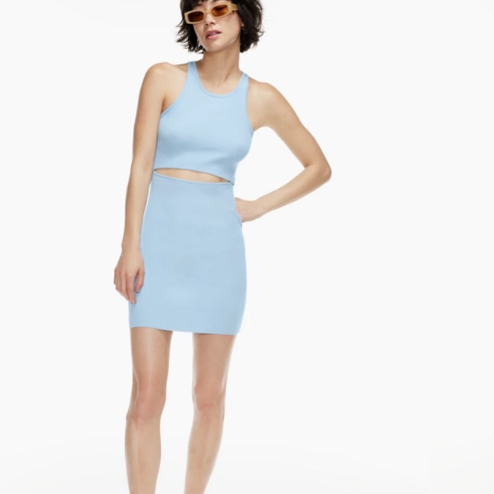 Aritzia Pale blue tank dress with stomach cut outl